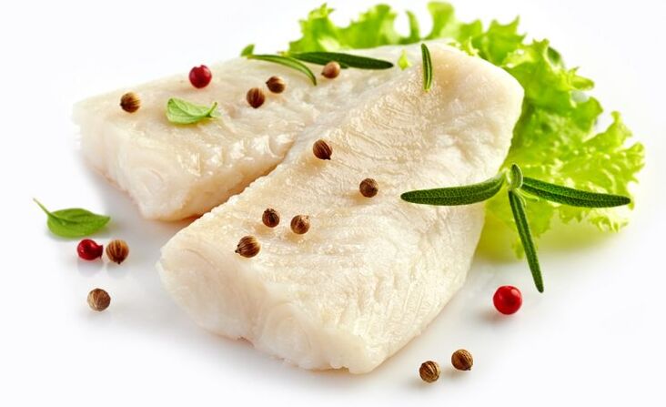 Gout diet consists of boiled cod fillets
